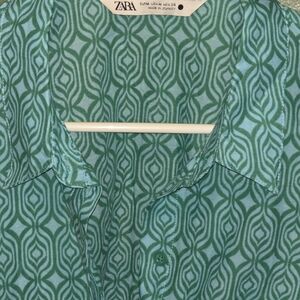 Zara Green Patterned Women's Top